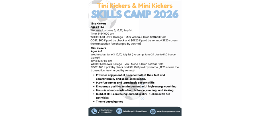Tiny Kickers & Mini Kickers Skills Camp